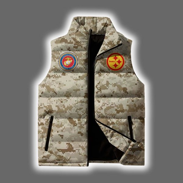 2025 Steelers USMC 250th Birthday Celebration Night Game Puffer Vest 2