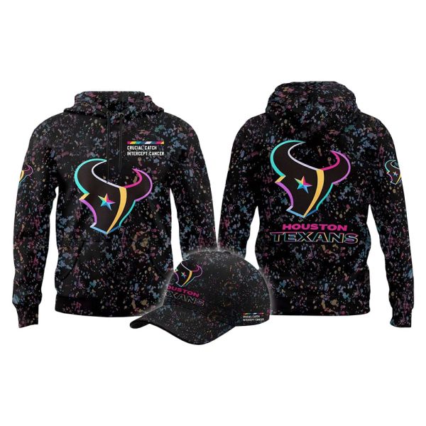 2025 Texans Crucial Catch Intercept Cancer Hoodie Cap 2