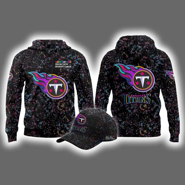 2025 Titans Crucial Catch Intercept Cancer Hoodie Cap