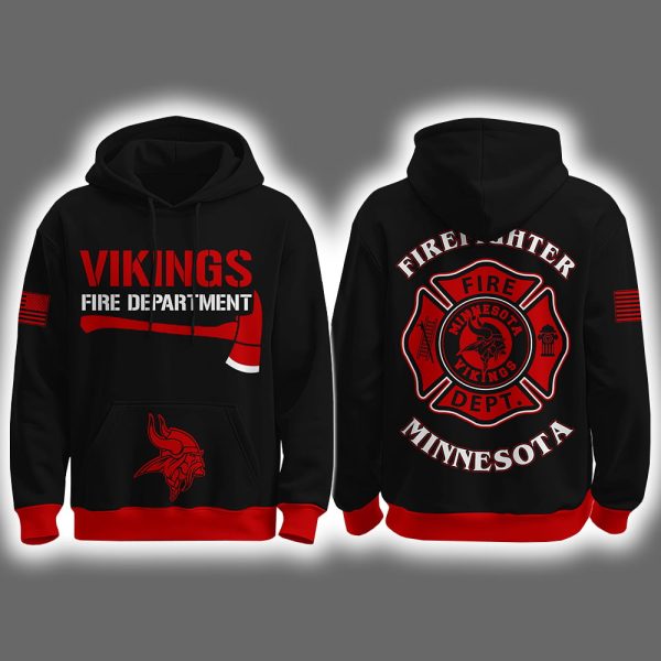 2025 Vikings Firefighter Appreciation Night Game Hoodie Joggers Cap