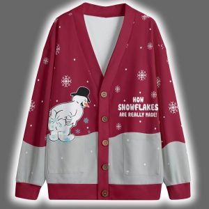 Snowman Making Snowflakes Christmas Cardigan