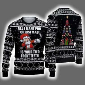 Santa Hockey All I Want For Christmas Is Your Two Front Teeth Ugly Christmas Sweater