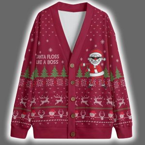 Santa Floss Like A Boss Christmas Cardigan