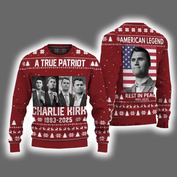 A True Patriot Charlie Kirk 1993-2025 Ugly Christmas Sweater