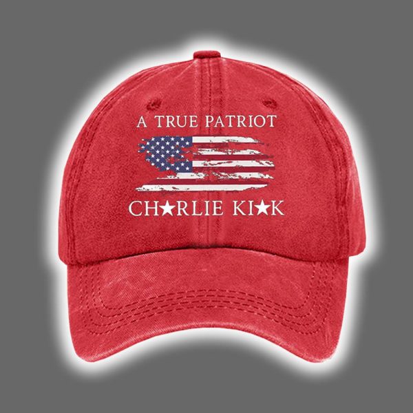 A True Patriot Charlie Kirk USA Flag Print Hat