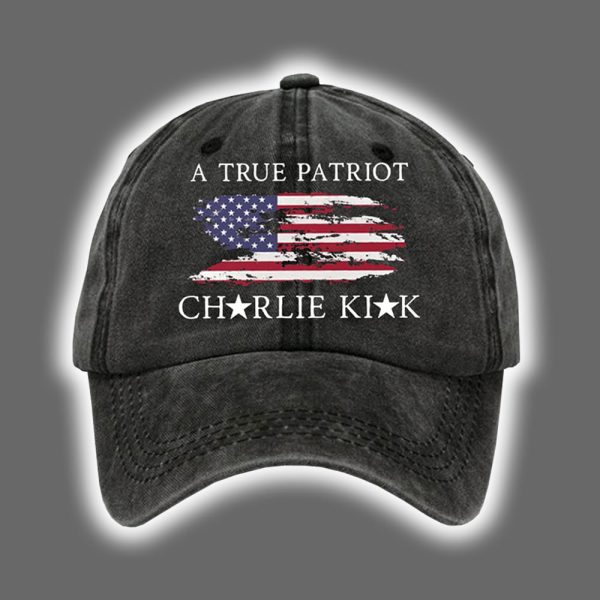 A True Patriot Charlie Kirk USA Flag Print Hat