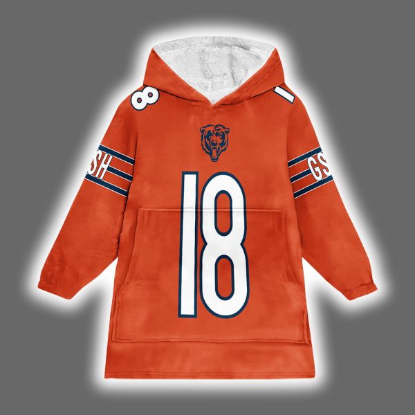 Bears Caleb Williams 18 Football Unisex Blanket Hoodie 2