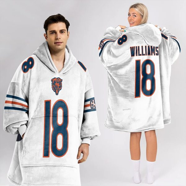 Bears Caleb Williams 18 Football Unisex Blanket Hoodie 3