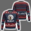 Believe Cool Full Moon & Trees Sasquatch Xmas Lights Ugly Christmas Sweater