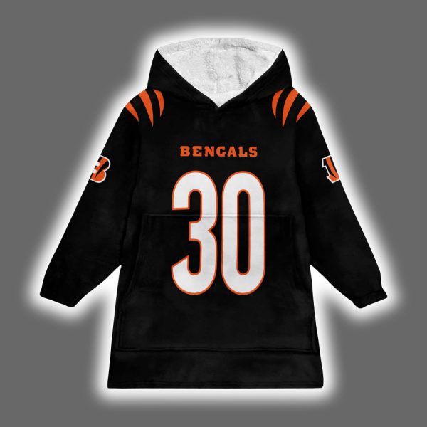 Bengals Chase Brown 30 Football Unisex Blanket Hoodie 2