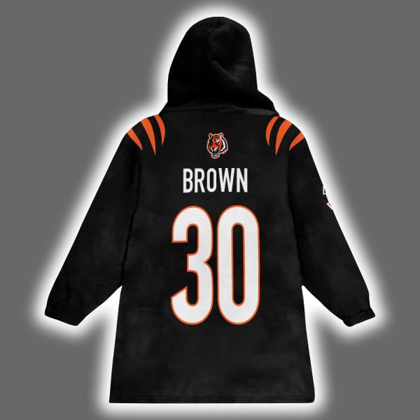Bengals Chase Brown 30 Football Unisex Blanket Hoodie 3