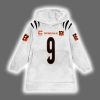 Bengals Joe Burrow 9 Football Blanket Hoodie 2