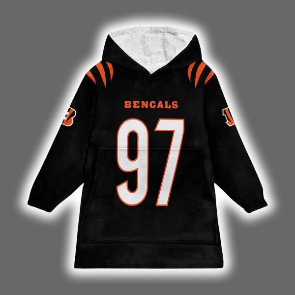 Bengals Shemar Stewart 97 Football Unisex Blanket Hoodie 2