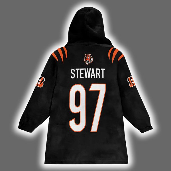 Bengals Shemar Stewart 97 Football Unisex Blanket Hoodie 3