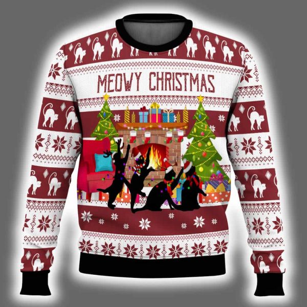 Black Cat Christmas Dancing Ugly Christmas Sweater 2