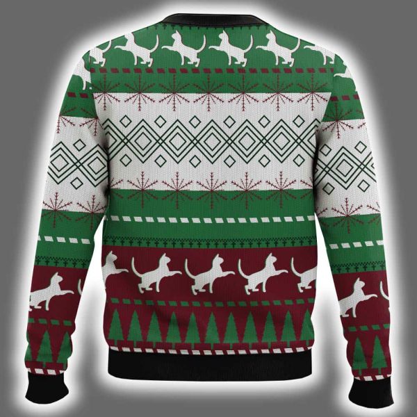Black Cat Light Christmas Ugly Christmas Sweater 3