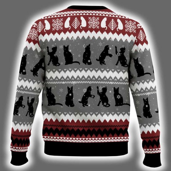 Black Cat Tree Killer Ugly Christmas Sweater 3