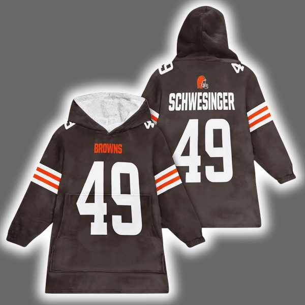 Browns Carson Schwesinger 49 Football Unisex Blanket Hoodie