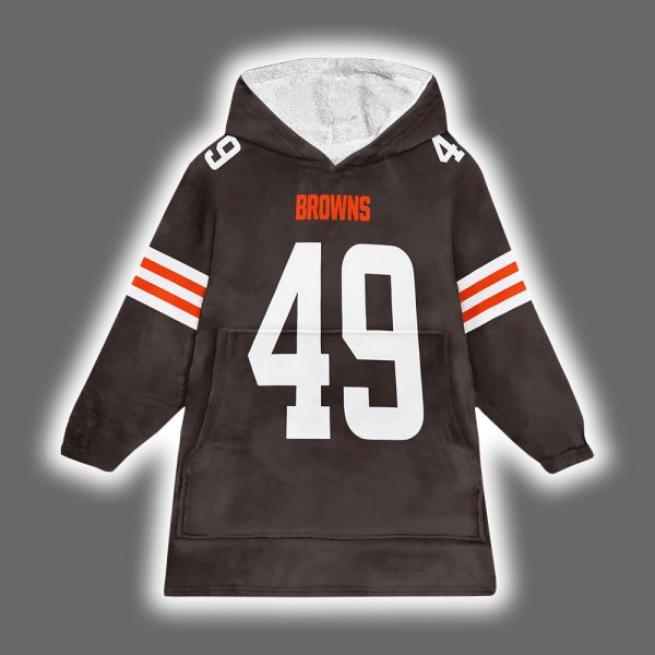 Browns Carson Schwesinger 49 Football Unisex Blanket Hoodie 2