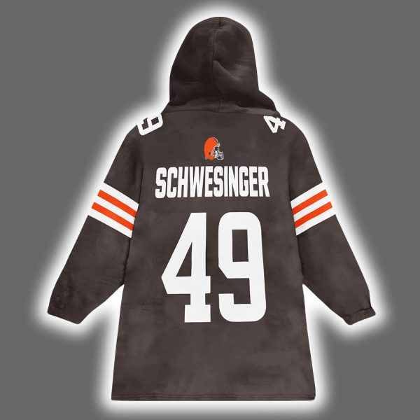 Browns Carson Schwesinger 49 Football Unisex Blanket Hoodie 3