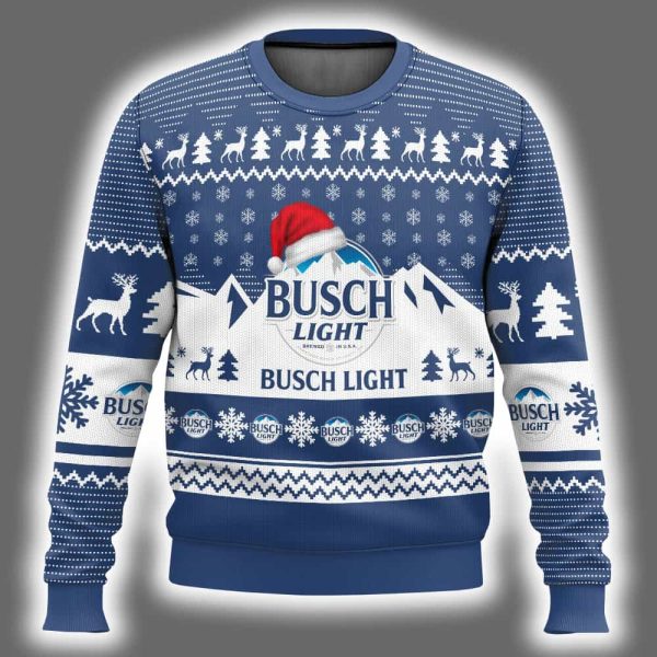 Busch Light Santa Hat Ugly Christmas Sweater 2
