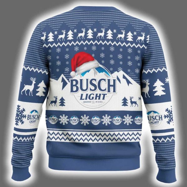 Busch Light Santa Hat Ugly Christmas Sweater 3