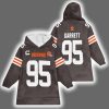 Captain Browns Myles Garrett 95 Football Unisex Blanket Hoodie