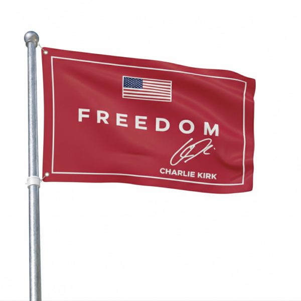 Charlie Kirk Red Freedom Signature Flag