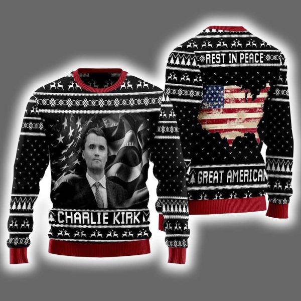 Charlie Kirk Rest In Peace Great America Ugly Christmas Sweater