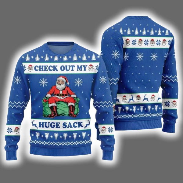 Check Out My Huge Sack Santa Ugly Christmas Sweater 2
