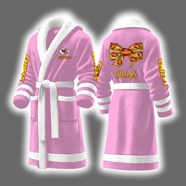 Chiefs Bow Tie Personalized Bathrobe 3