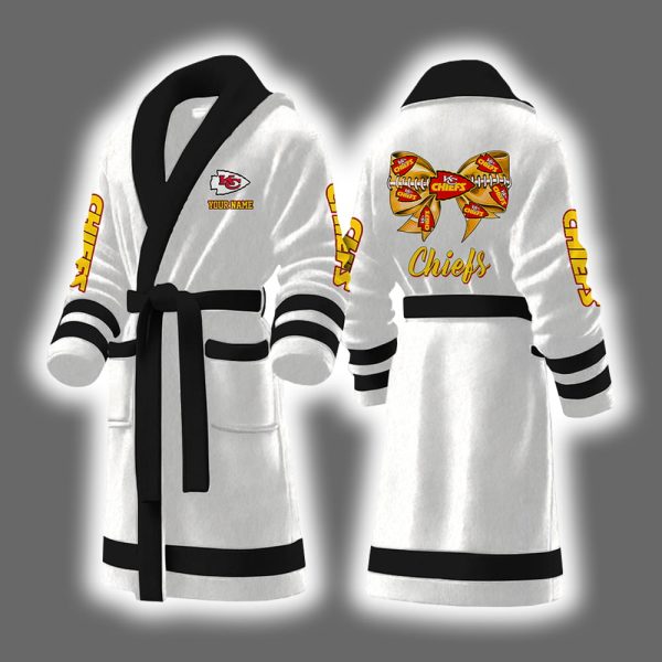Chiefs Bow Tie Personalized Bathrobe 4