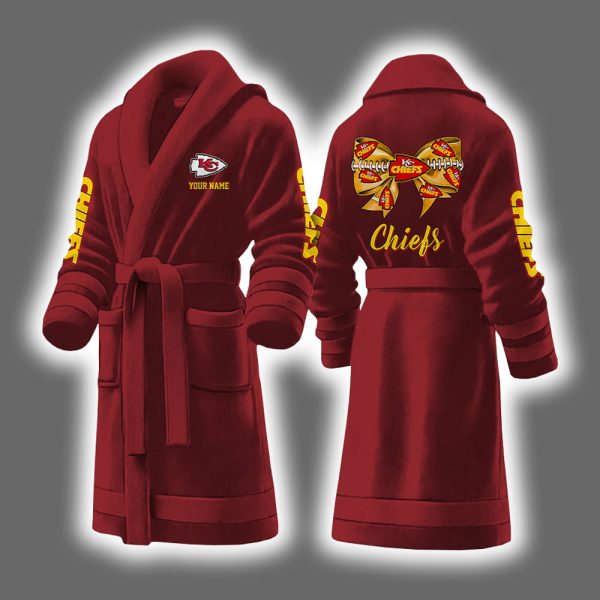 Chiefs Bow Tie Personalized Bathrobe 6