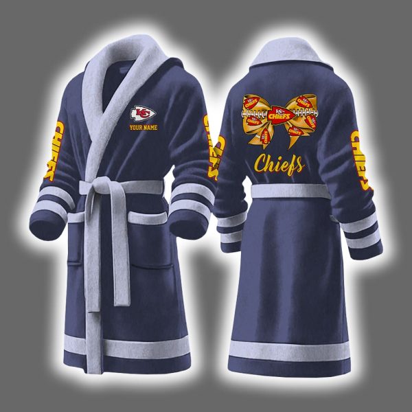 Chiefs Bow Tie Personalized Bathrobe 8