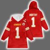 Chiefs Xavier Worthy 1 Football Blanket Hoodie
