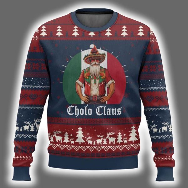 Cholo Claus Mexican Santa Sombrero Feliz Navidad Ugly Christmas Sweater 2