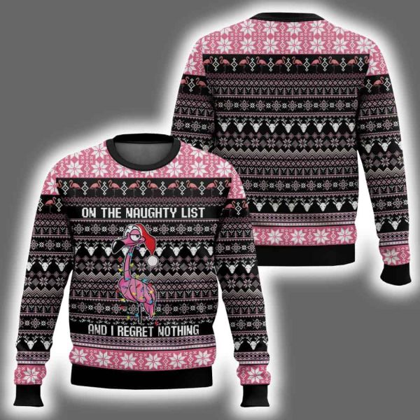 Christmas Flamingo On Naughty List Ugly Sweater