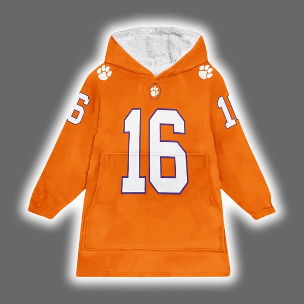 Clemson Trevor Lawrence 16 Football Unisex Blanket Hoodie 2