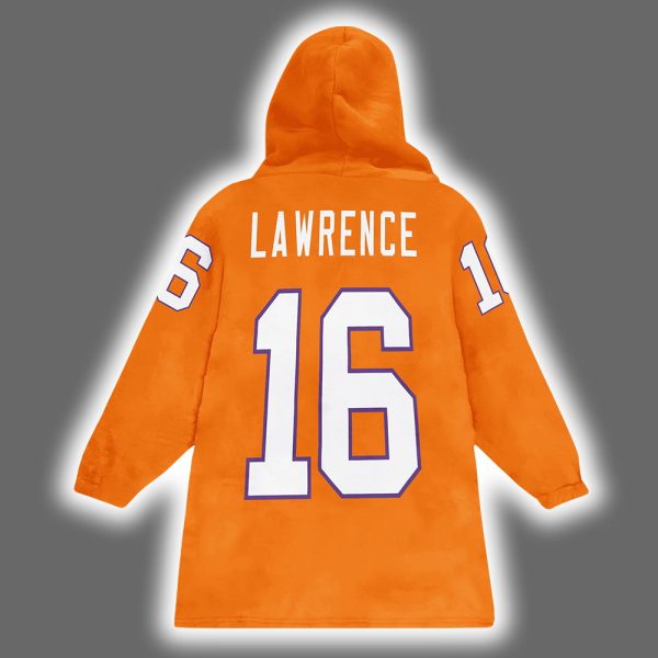 Clemson Trevor Lawrence 16 Football Unisex Blanket Hoodie 3