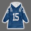 Colts Riley Leonard 15 Football Blanket Hoodie 2