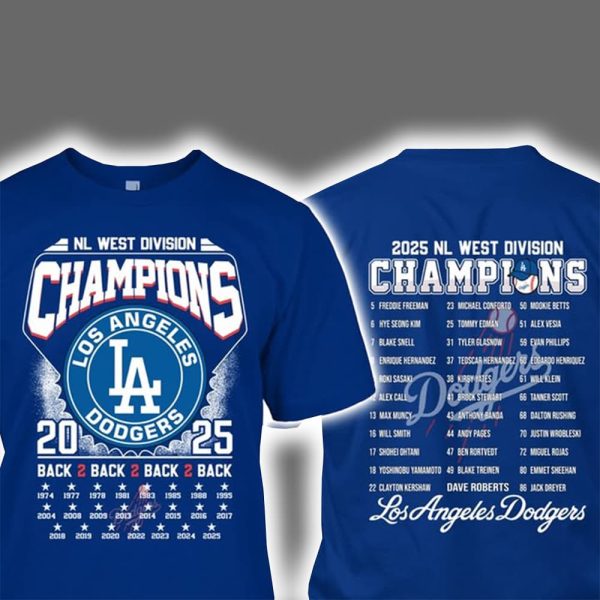 Congrats Dodgers B2B2B2B 2025 NL West Division Champions Shirt