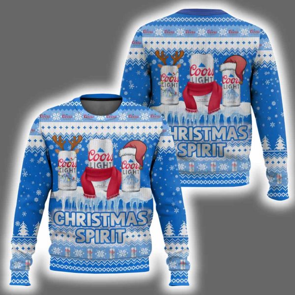 Coors Light Beer Christmas Spirit Ugly Christmas Sweater