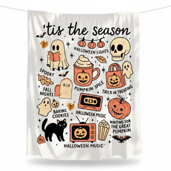 Cozy Halloween Pumpkin 'Tis The Season Blanket