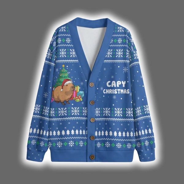 Cute Capybara Merry Christmas Cardigan