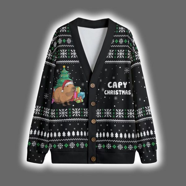 Cute Capybara Merry Christmas Cardigan 2