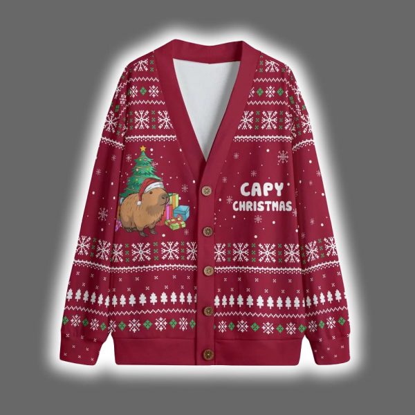 Cute Capybara Merry Christmas Cardigan 3