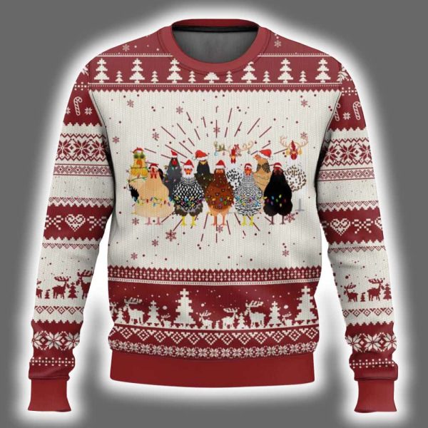 Cute Chickens Farm Animals Ugly Christmas Sweater 2