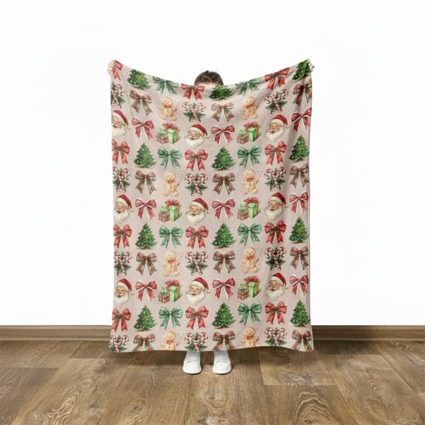 Cute Santa Bow Tie Ginger Man Christmas Blanket