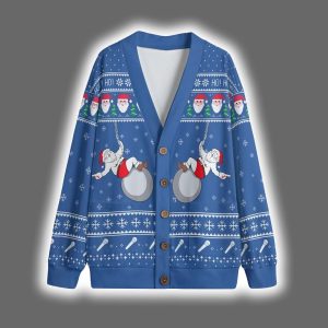Funny Santa Wrecking Ball Christmas Cardigan