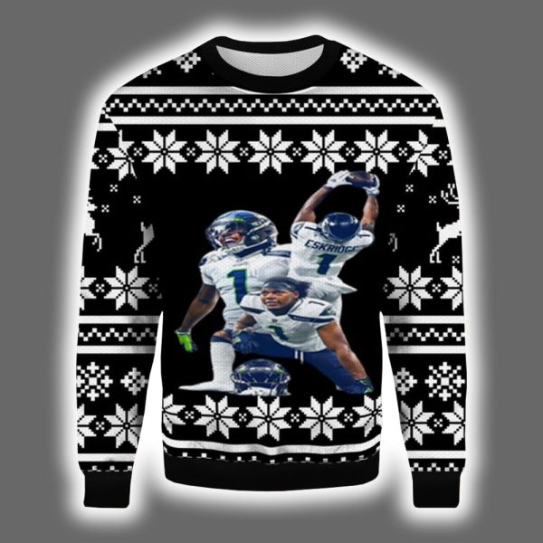 D'Wayne Eskridge Seahawks Ugly Christmas Sweater